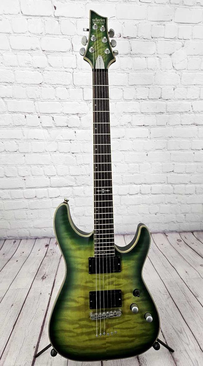 2021 Schecter Diamond Series C-1 Platinum, Emerald Burst, Active