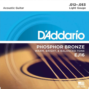 Strings, Pkg, Acoustic Guitar, D'addario 12-53 Light Phosphor Bronze EJ16
